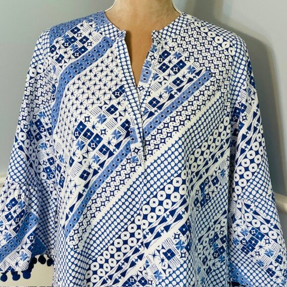 Duffield Lane Cotton Poplin Ruffled The Flora Dress in Blue Breeze Medium - Picture 5 of 13